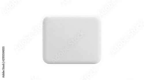 Minimalist white square button mockup isolated on transparent background with copy space.