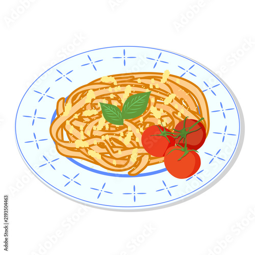 Delicious Spaghetti with Fresh Tomatoes and Basil on a Plate - Perfect Italian Dish