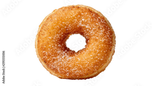 Golden brown cinnamon sugar donut, perfectly isolated on transparent background