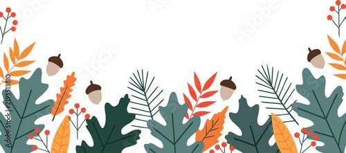 Stylized tropical leaves and flowers border illustration isolated on transparent background