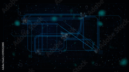Abstract cyber technology motherboard background with connecting digital pathways
