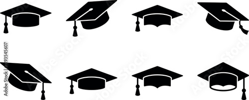 Foto A comprehensive collection of graduation cap icons representing academic achieve