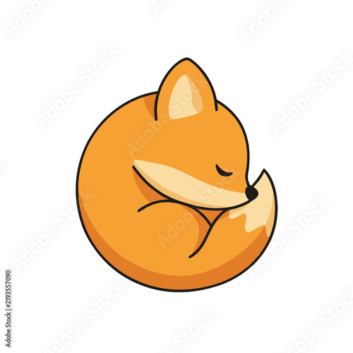 Cute sleeping fox curled up