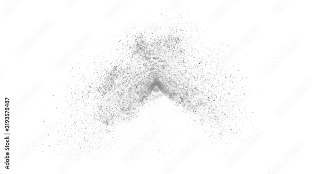 Fototapeta premium Abstract splash of water droplets and mist against a white background
