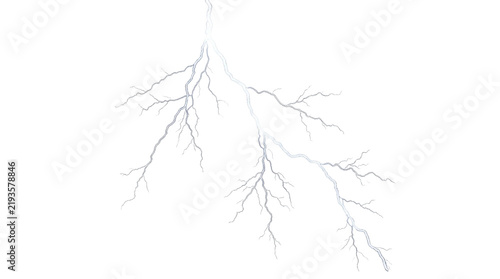 Canvastavla Bright white lightning bolt striking down against a stark white background