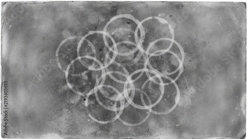 Grunge background with overlapping coffee cup ring stains