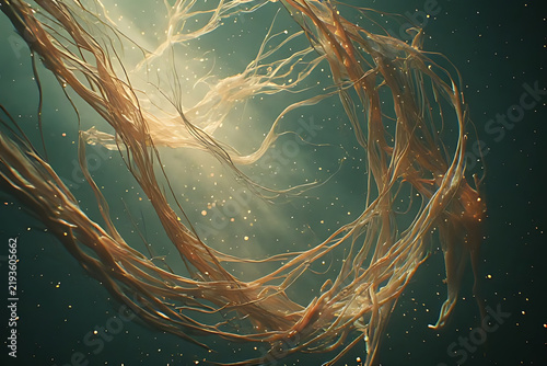 Delicate Tangled Strands Forming a Circular Shape with Sparkles threads fibers