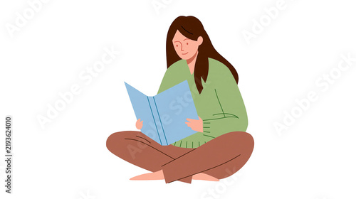 Foto Isolated vector art of a serene young woman sitting cross-legged and engrossed i