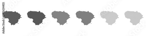 Dot mosaic Lithuania outline map set