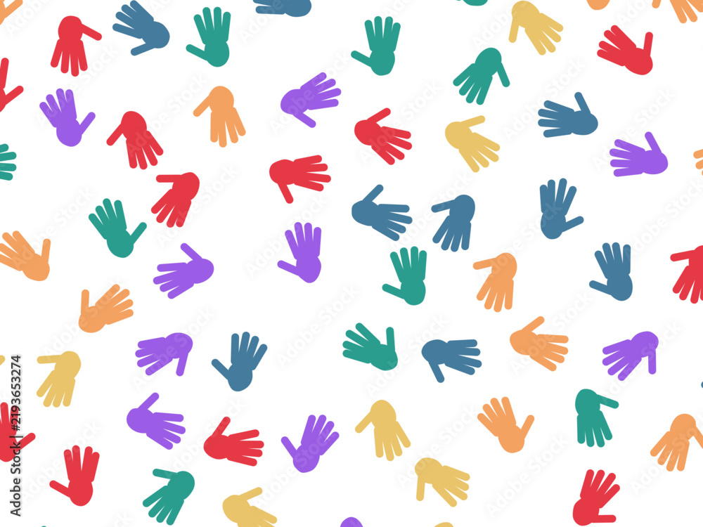Obraz premium Childish Hand Stamp Print Colorful Background