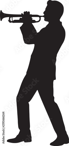 Trumpet Player Performing Silhouette Vector Illustration