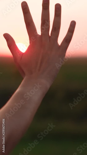 Happy woman showing hand sign sunset, people nature, man outdoors, travel picnic sunset, faith love hope, countryside lifestyle concept, evening sky glow, community help concept, wanderlust travel