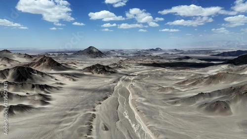 black du mountain gobi desert landscape and rock formations under blue sky