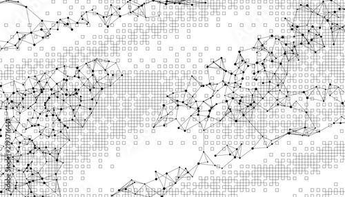 Black and white abstract connection pattern with smooth transition of grunge pixel effect. For sporty background and jersey design element. Easy to edit without loosing quality. Vector format eps10. 