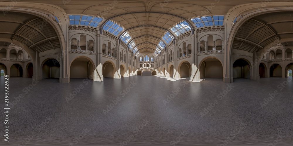 Obraz premium Large Historic Interior Hall Equirectangular Panorama 3D Render