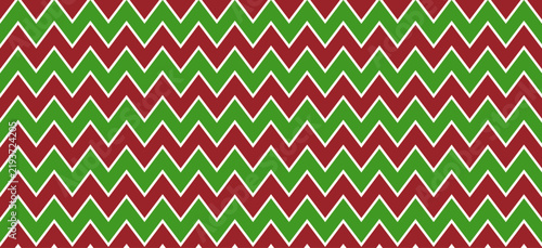 Candy cane zigzag seamless pattern, chevron green red and white christmas background