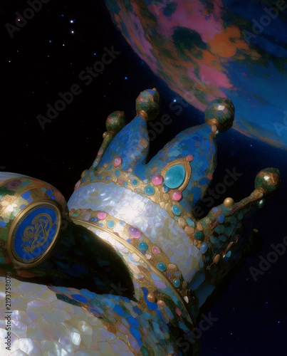 Ornate Jeweled Jester Hat in Outer Space