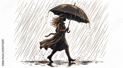 Woman in rain