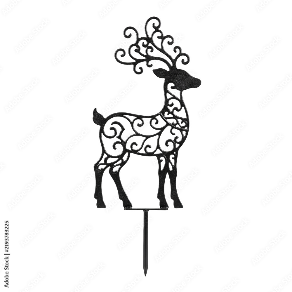 Fototapeta premium Decorative reindeer silhouette on transparent background