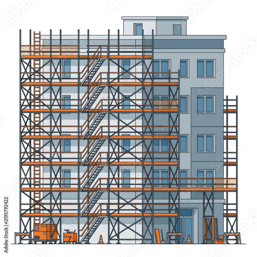 Building Renovation Scaffolding Construction Site