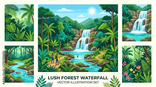 Tropical forest waterfall