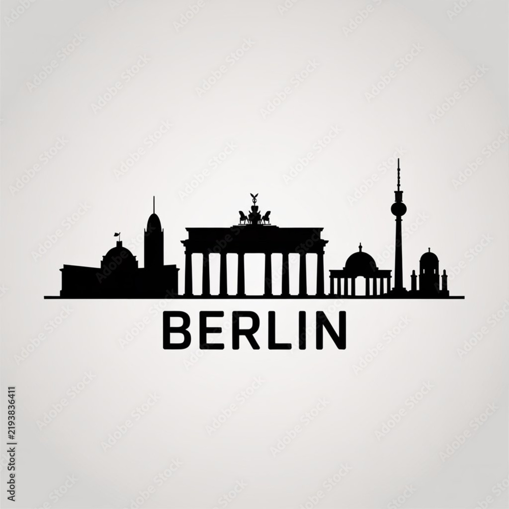 Fototapeta premium Berlin Germany Skyline Panorama - A German Modern Cultural Capital Cityscape Illustration
