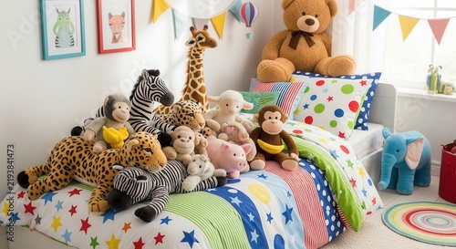 Playful And Cozy Childrens Bedroom Filled With Adorable Stuffed Animals