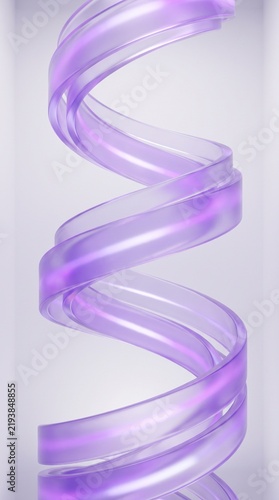Translucent violet spiral ribbon with smooth curves and soft lighting