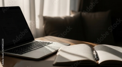 Productive Workspace With Natural Light And Open Book
