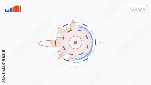 Animated sound wave audio spectrum circular equalizer HUD interface on white