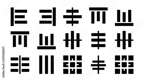Black and white geometric shapes icons.