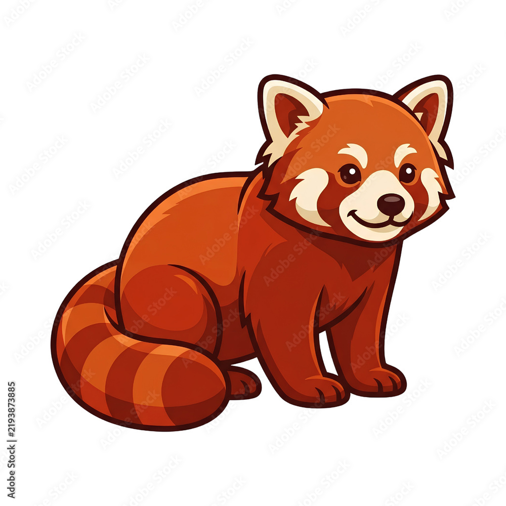 Fototapeta premium Cute Sitting Red Panda Vector Cartoon Illustration