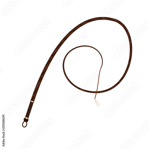 фотографія Braided brown leather whip with handle