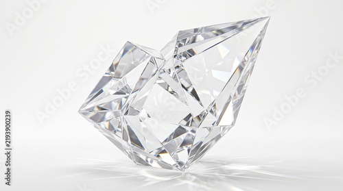 Abstract Crystal Sculpture With Sharp Facets And Light Refractions