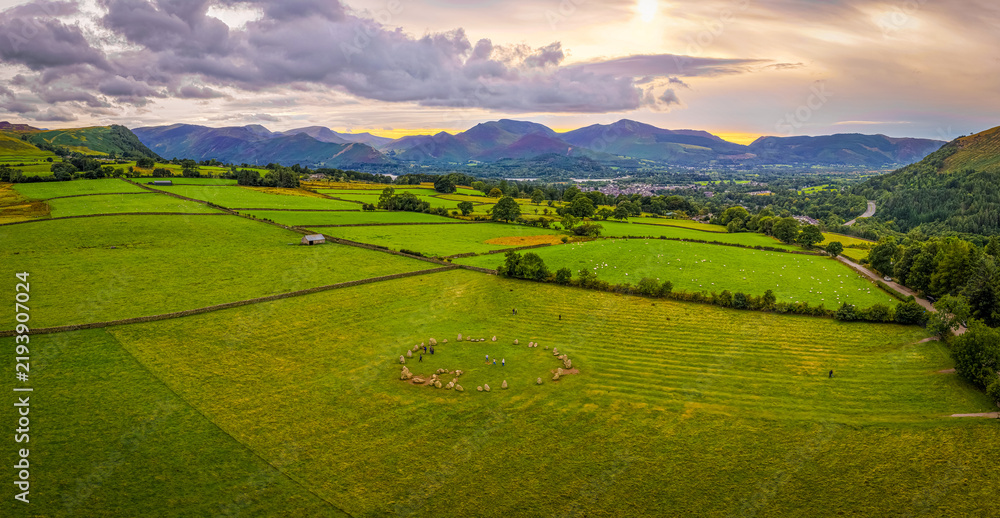 Fototapeta premium Castlerigg Stone Circle with Lakeland Fells in Lake District Cumbria England