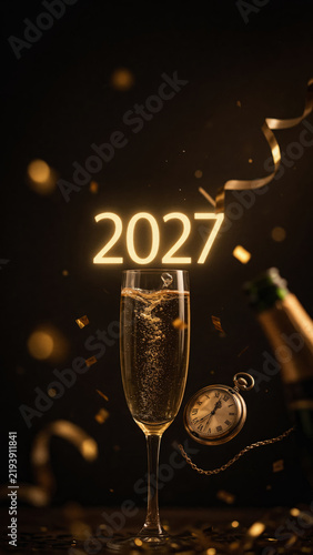 Celebrate the arrival of 2027 with a glass of champagne and a toast to new beginnings.