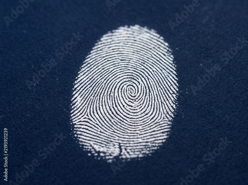 Distinctive Fingerprint Identity Mark On Deep Blue Surface