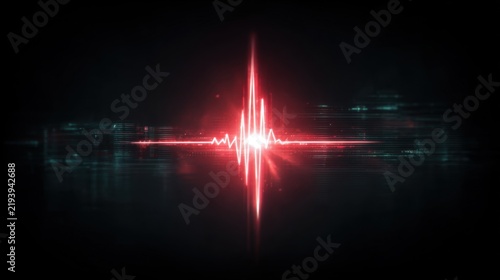 Dramatic Digital Sound Wave Visual Representation with Vibrant Red and Dark Background for Creative Projects