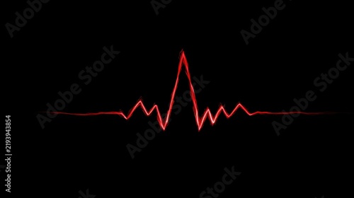 Red Heartbeat Line on Black Background Representing Life and Vitality in Medical and Health Contexts