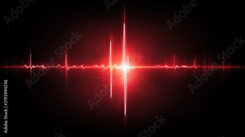 Vibrant Red Heartbeat Line on Black Background Representing Life and Vitality in Modern Medical Graphics and Designs