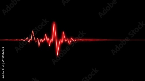 Red Heartbeat Line on Black Background Illustrating Vital Signs in Medical or Health Related Concepts