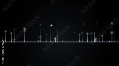 Glowing light particles form a seamless looping background overlay on a dark surface.