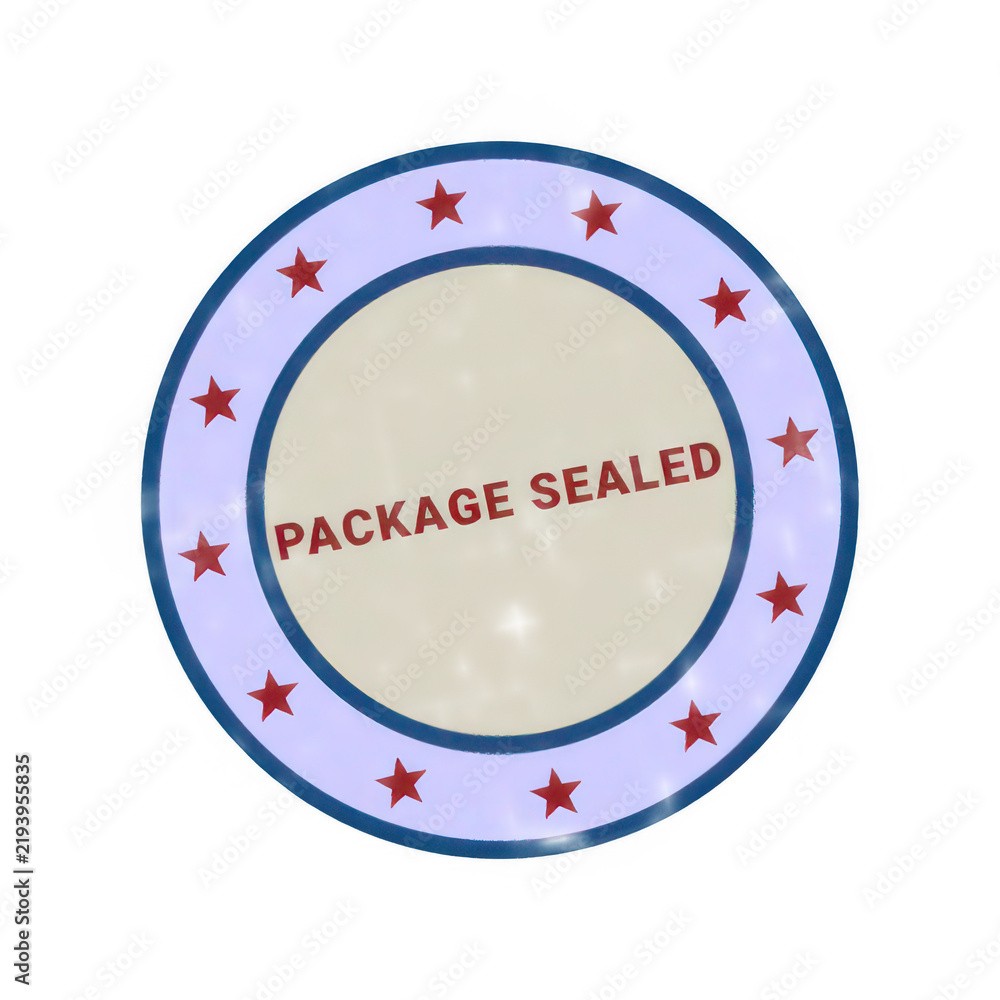 Fototapeta premium Round badge with package delivery text and mail icons isolated on transparent background