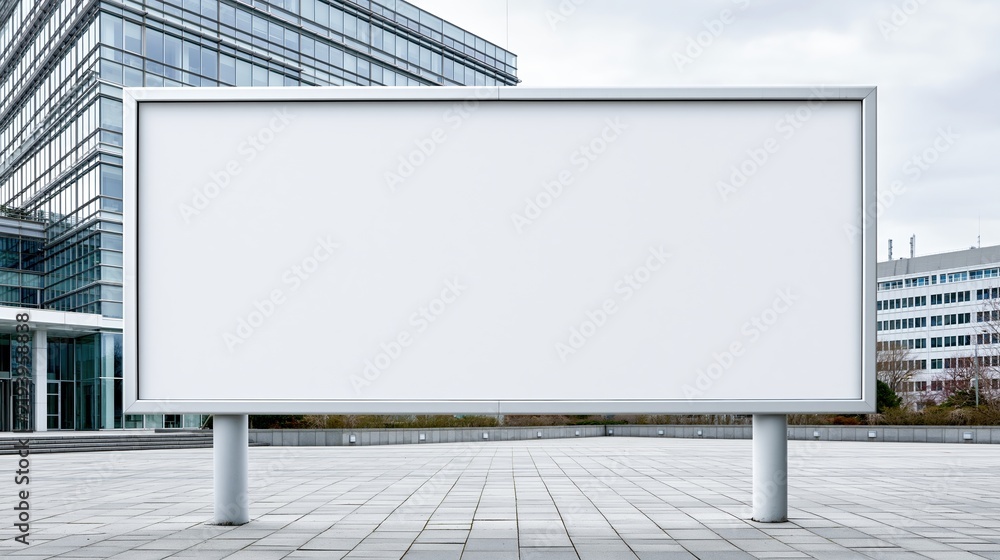 Obraz premium blank billboard standing in modern city plaza