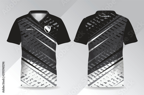 abstract black and gray sport jersey for football and soccer shirt template