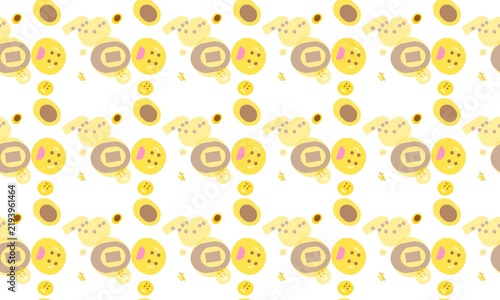 Abstract Yellow and Brown Circles Pattern on White Background.