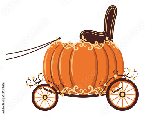 Pumpkin Carriage with ornate details during twilight for fantasy concepts Vector Illustration