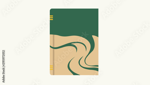 Modern book cover design features a dark green top half and beige flowing wavy abstract shapes on the lower section.