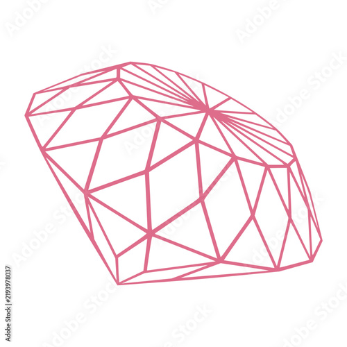 A faceted diamond drawn in clean outline lines shows its cut and brilliance. It suits jewelry, luxury, engagement, wedding, love, gift, wealth, elegance, quality and premium value themes.