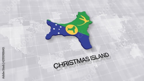 Christmas Island map with national flag on white digital world map background, global political, geographic border for international news concept with minimal background